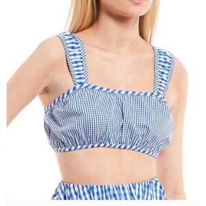 Copper Key Blue White Gingham Crop Top Tank XS New With Tags